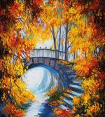 Autumn Forest with Bridge