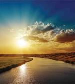 Dreamy Sunset on River