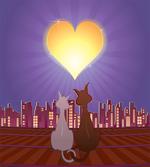 Cat Couple Heart Moon artwork