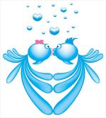 Blue Cartoon Fishes Heart