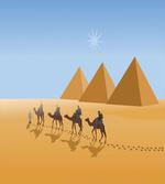 Camel Riders in Desert