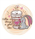 Coffee Lover Rabbit Words