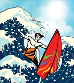 Summer Cartoon Surfing Boy