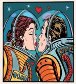 Cartoon Kiss in Space
