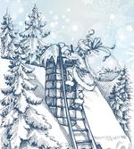 Outline Santa on Chimney