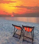 Beach with Colorful Sky