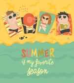 Sunbathing Kids Beach Doodle