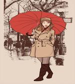 Lady Walking in Paris