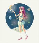 Girl with Stars in Space