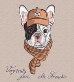Hipster Bulldog with Cap Scarf