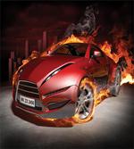 Burnout Tires Sport Car