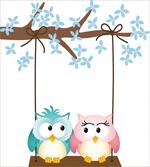 Owls in Love on Swing