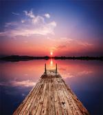 Panoramic Lake Old Pier Sunset