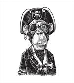Pirate Monkey Portrait Art