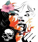 Pink Flower and Skull