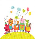 Cartoon Animals in Wagons artwork