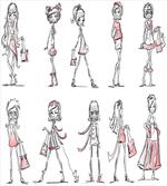 Cartoon Fashion Ladies