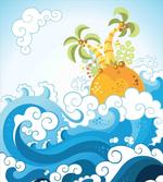 Waves and Exotic Palm Trees