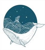 Whale and Stars Old Ship