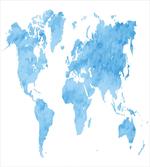 Blue Watercolor World Map
