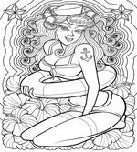 Pin up Girl Stars Flowers