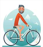 Hipster Guy Riding Bicycle