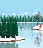 Ice Skating Frozen Lake Art