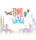Travel World Lettering artwork