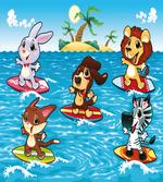 Animals Surfing in Sea