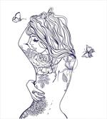 Woman Floral Botanical Art
