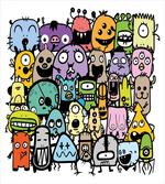 Monster Friends Family Doodle