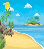 Palms Rocks Sand Sun artwork