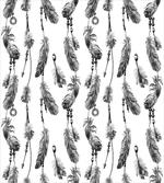 Black White Boho Feather