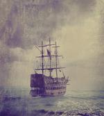 Old Pirate Ship in Sea