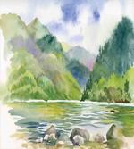 Summer River with Trees artwork
