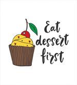 Cherry Top Cupcake Cartoon