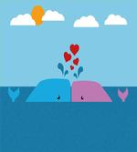 Lover Whales in Ocean