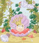 Cartoon Pearl on Shell