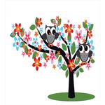 2 Flirty Owls on Tree