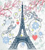 Eiffel Swirling Flowers Heart