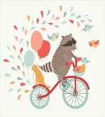 Raccoon on Bicycle