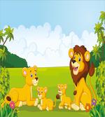 Lion Family in Forest