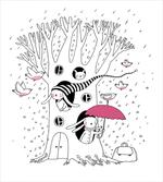 Birds Rabbits Tree Rainy