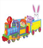 Clown Cat Bunny Train artwork