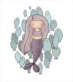 Cartoon Girl with Fish