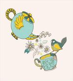 Bird Flowers Winged Pot Art