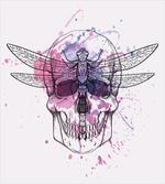 Skull Dragonfly Grunge