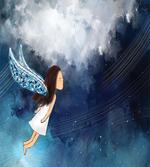 Magical Winged Girl in Sky