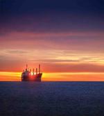 Sunrise over Sea Ship