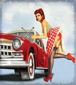 Lady Fixing the Car